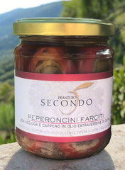 Peperoncini farciti con acciuga e cappero in olio extra vergine di oliva | Barattolo da 180 gr