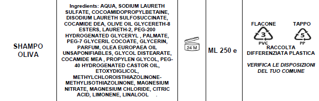 Balsamo per capelli all'olio di oliva ml 250