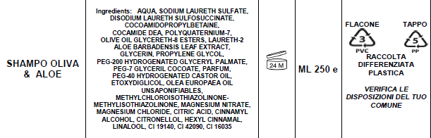 Shampoo all'olio di oliva e aloe ml 250