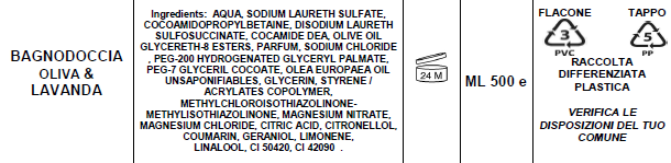 Bagnodoccia all'olio di oliva e lavanda ml 500